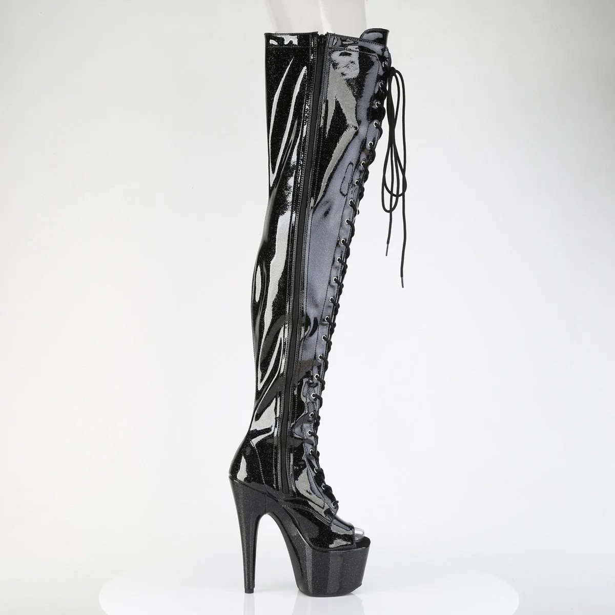 7 Inch Heel ADORE-3021GP Black Glitter