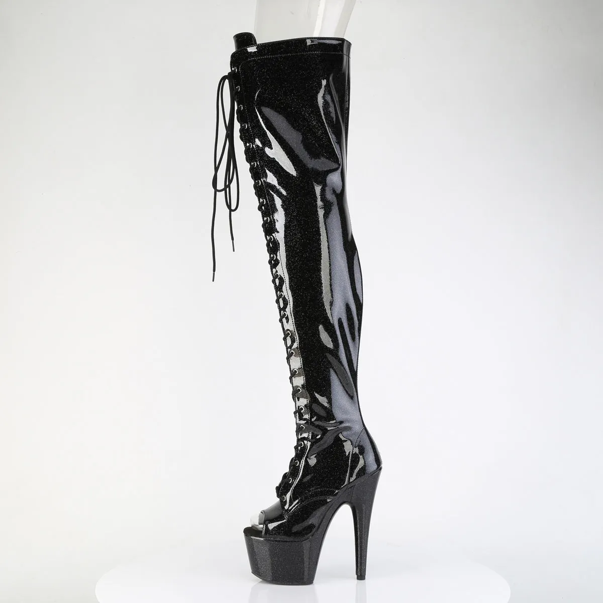 7 Inch Heel ADORE-3021GP Black Glitter
