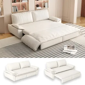 70.1" Futon Sofa Bed Queen Size, Pull Out Bed, 3-in-1 Convertible Sleeper Sofa with Cushion Armrest, Modern Velvet Futon Couch for Living Room, Small Space, Apartment, Bedroom, Beige
