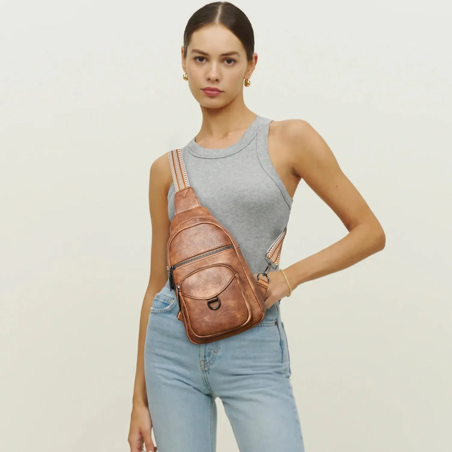 7L Sling Bag for Women Crossbody Bag Sling Purse Fanny Packs Vegan Leather Chest Bag Trendy Handbag Travel Anti Theft