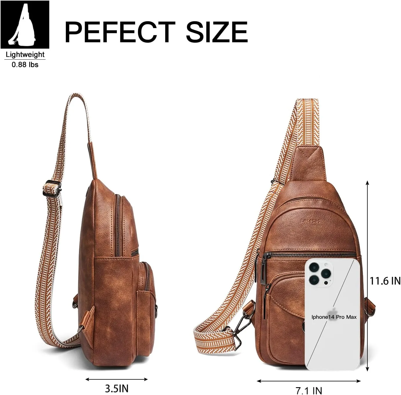 7L Sling Bag for Women Crossbody Bag Sling Purse Fanny Packs Vegan Leather Chest Bag Trendy Handbag Travel Anti Theft