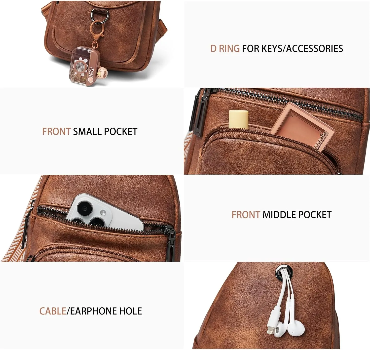 7L Sling Bag for Women Crossbody Bag Sling Purse Fanny Packs Vegan Leather Chest Bag Trendy Handbag Travel Anti Theft