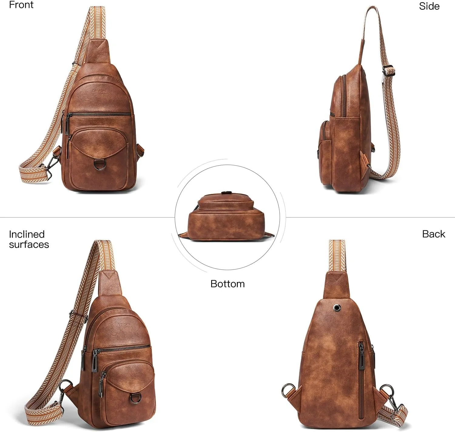 7L Sling Bag for Women Crossbody Bag Sling Purse Fanny Packs Vegan Leather Chest Bag Trendy Handbag Travel Anti Theft