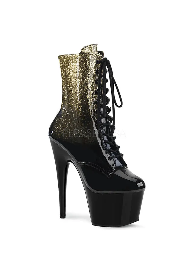 7" Heel, 2 3/4" PF Lace-Up Front Ankle Boot, Side Zip