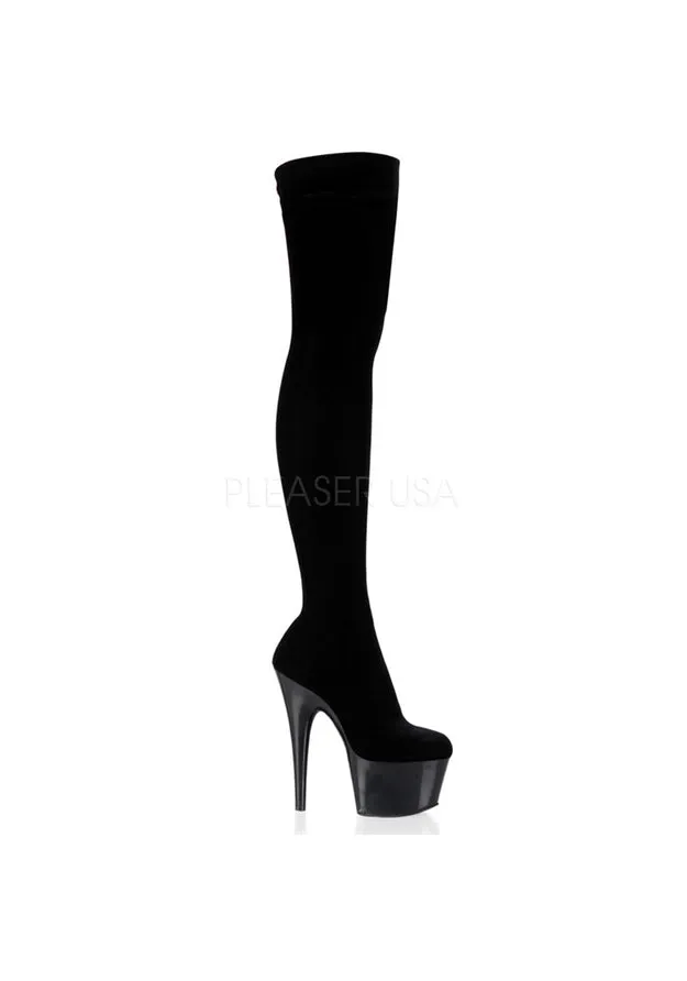 7" Heel, 2 3/4" PF Stretch Thigh Boot, Side Zip