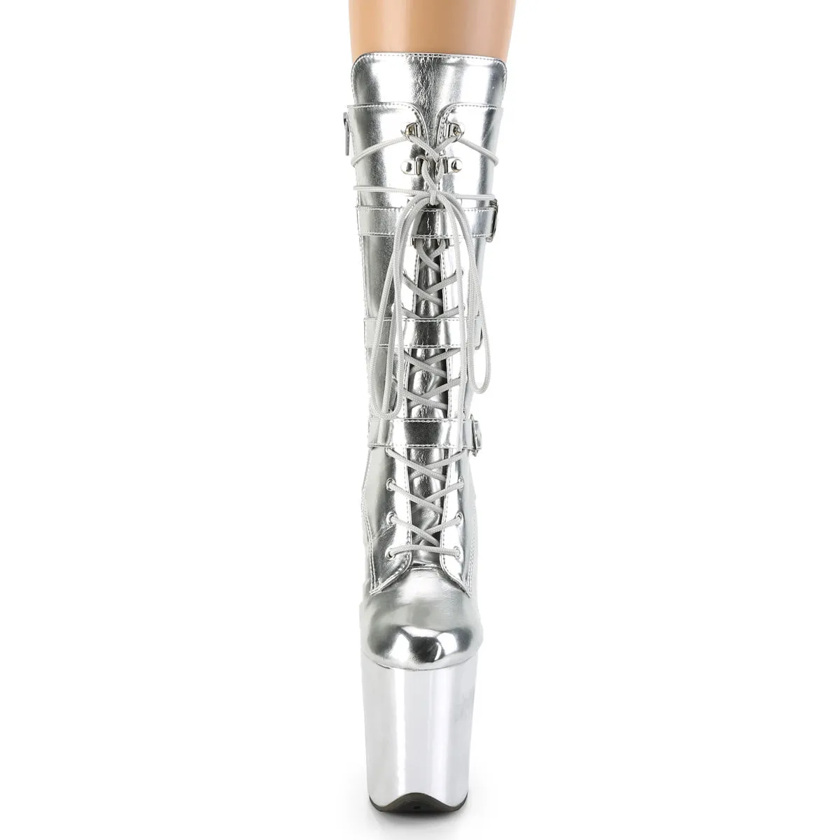 8 Inch Heel FLAMINGO-1053 Silver Metallic