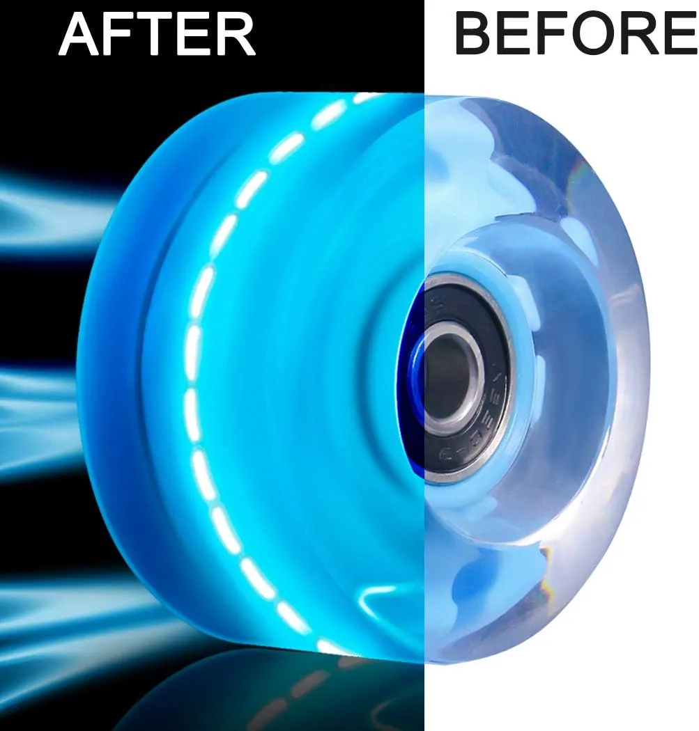 8 Pack Roller Skate Wheels with Bearings Installed Quad Light Up Wheels for Double Row Skating and Skateboard 82A