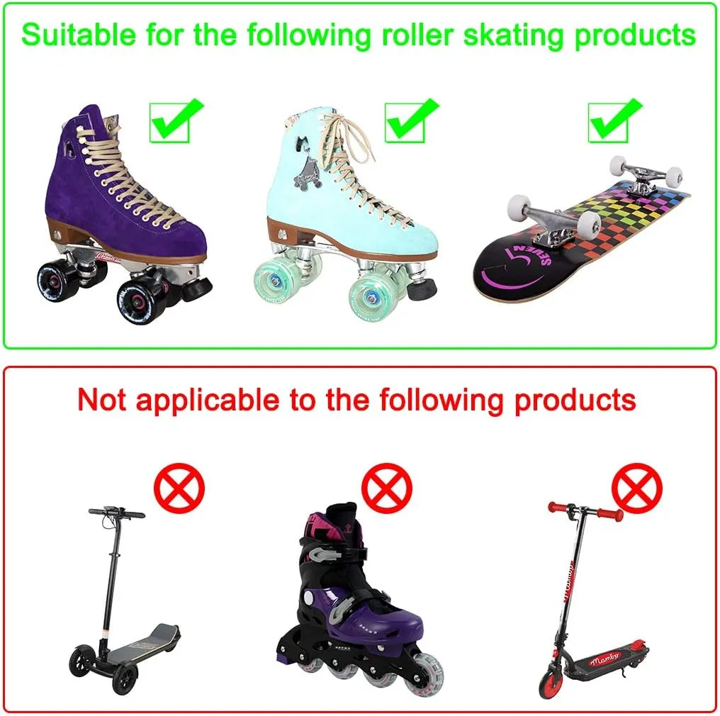 8 Pack Roller Skate Wheels with Bearings Installed Quad Light Up Wheels for Double Row Skating and Skateboard 82A