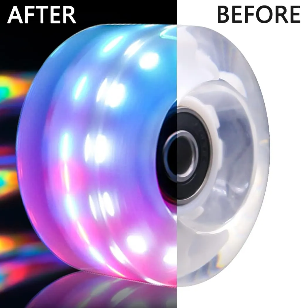 8 Pack Roller Skate Wheels with Bearings Installed Quad Light Up Wheels for Double Row Skating and Skateboard 82A