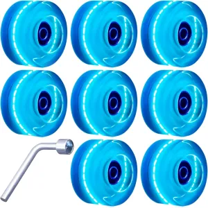 8 Pack Roller Skate Wheels with Bearings Installed Quad Light Up Wheels for Double Row Skating and Skateboard 82A