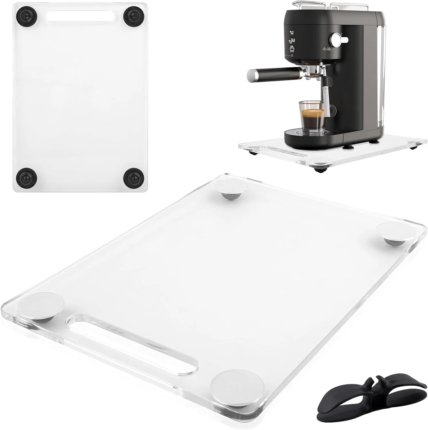 Acrylic Appliance Slider with Wheels 360°, Sliding Tray for Coffee Maker, Countertop Moving Tray Accessories for Kitchen Counter 9.8" x 14"(Clear)