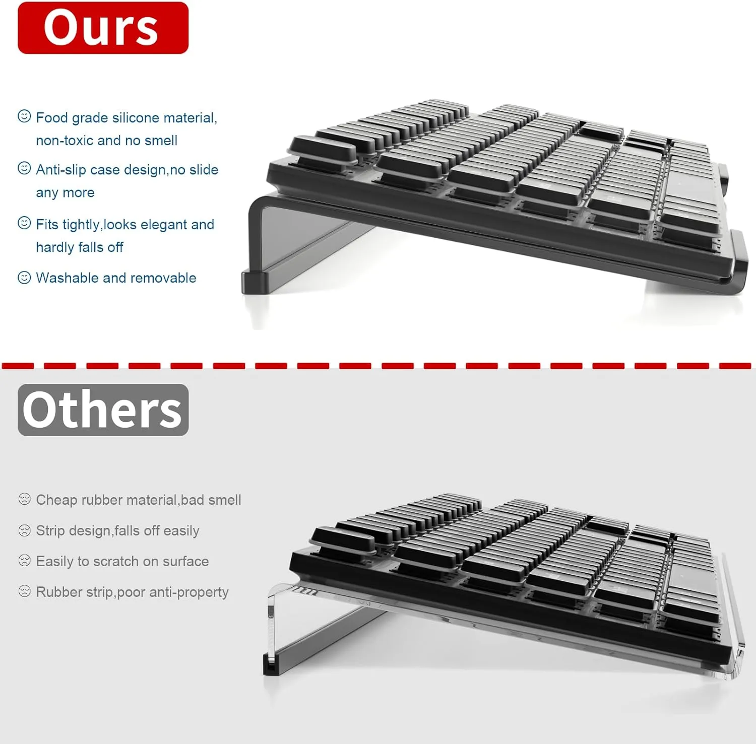Acrylic Tilted Computer Keyboard Stand for Ergonomic Typing, Keyboard Tray Holder with Silicone Non-Slip Case, Black