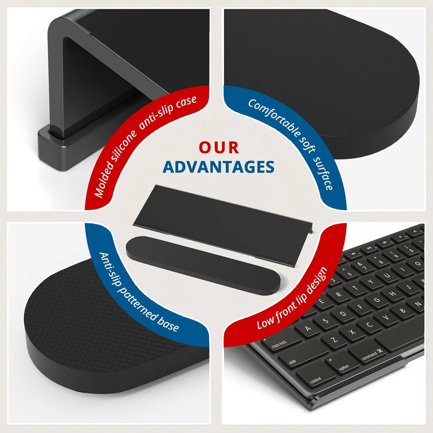 Acrylic Tilted Computer Keyboard Stand for Ergonomic Typing, Keyboard Tray Holder with Silicone Non-Slip Case, Black