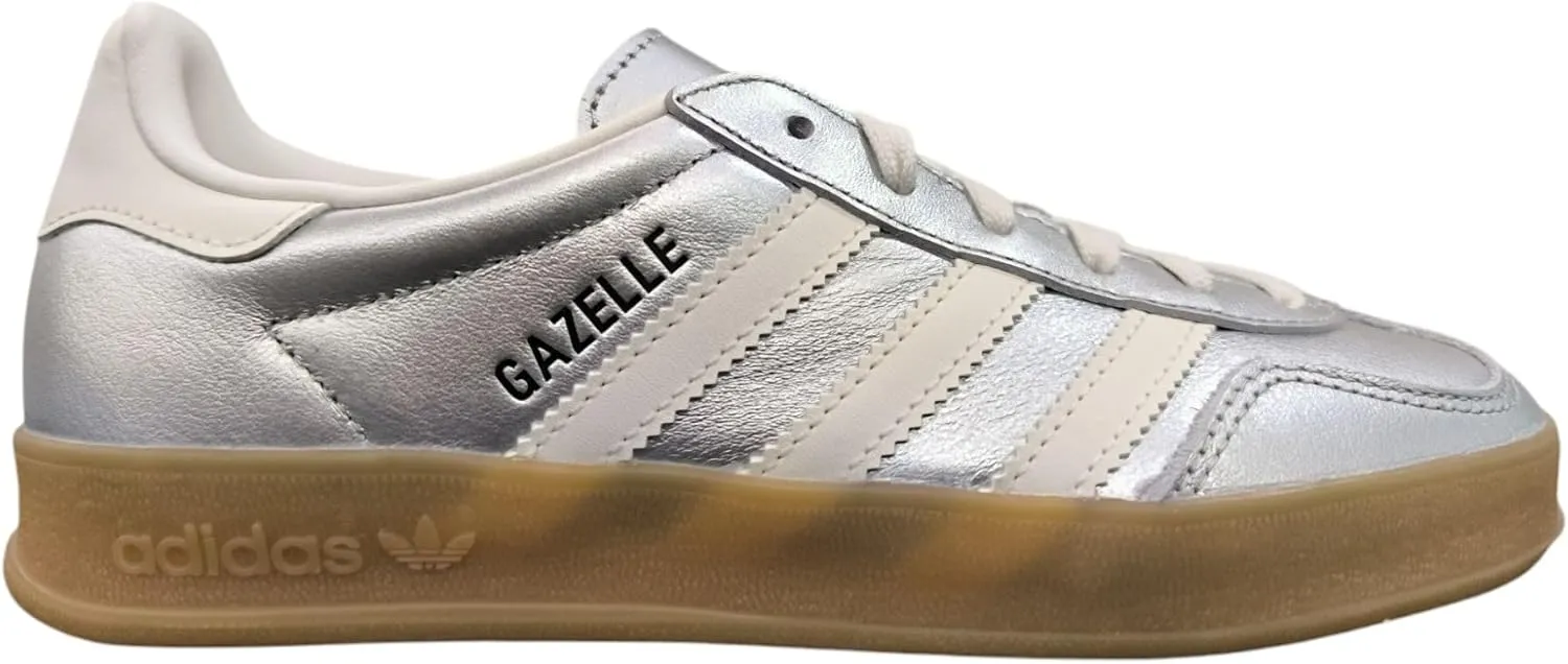 Adidas Originals Gazelle Indoor Mens Sneaker (White Silver Metallic, 6)