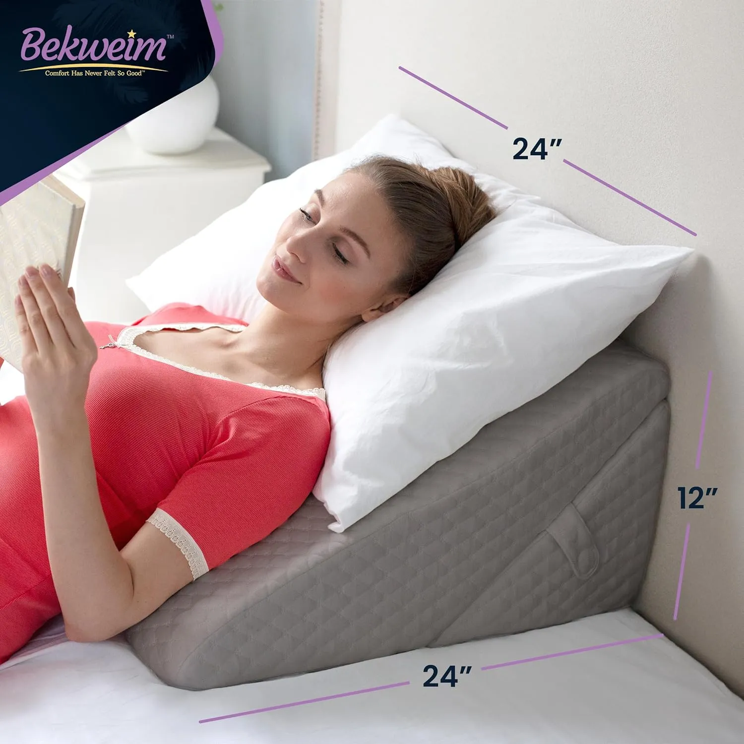 Adjustable Bed Wedge Pillow for Sleeping - Wedge Pillow for Sleep Apnea, Gerd, Acid Reflux Relief, Post Surgery - Foam Wedge Pillow for Back Pain Relief, Sleep Apnea Pillow Wedge or for Seniors