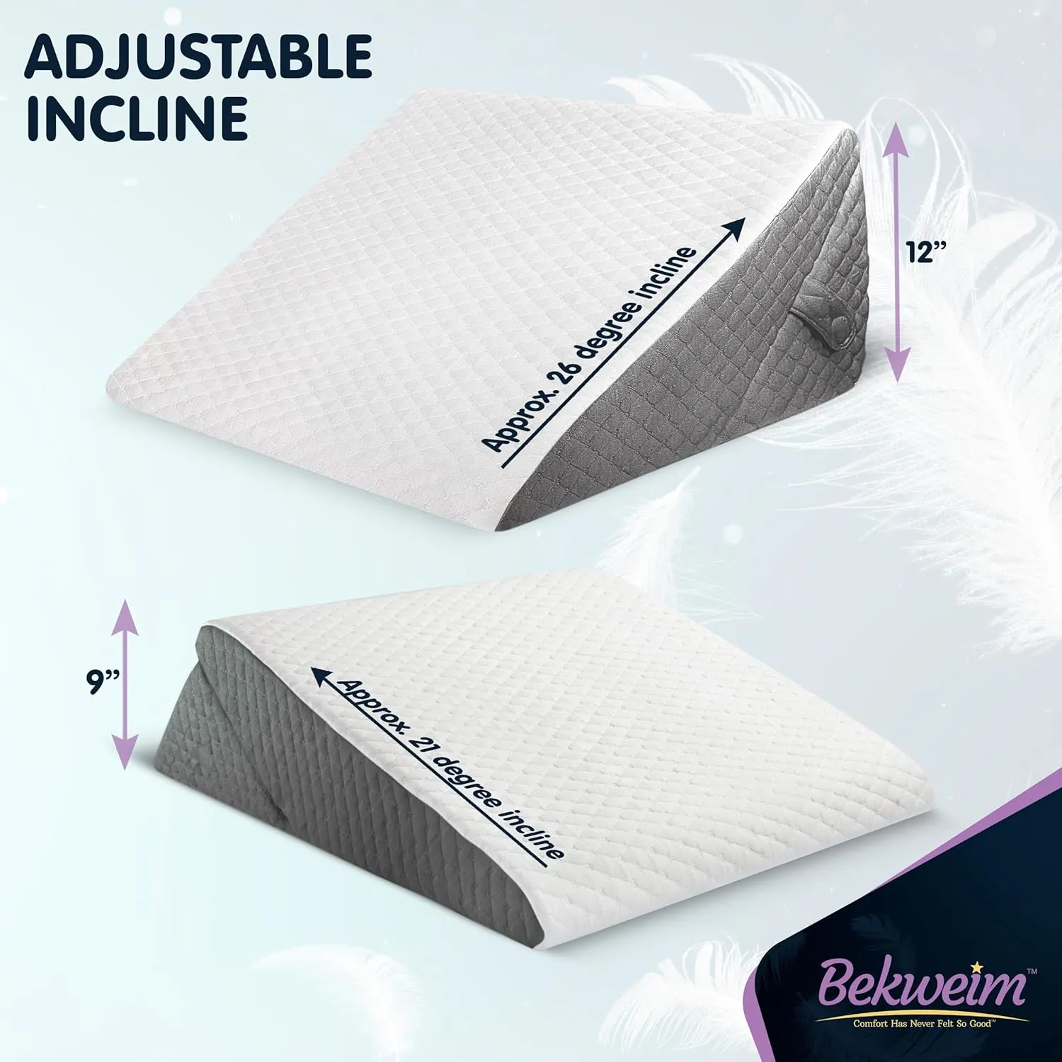 Adjustable Bed Wedge Pillow for Sleeping - Wedge Pillow for Sleep Apnea, Gerd, Acid Reflux Relief, Post Surgery - Foam Wedge Pillow for Back Pain Relief, Sleep Apnea Pillow Wedge or for Seniors