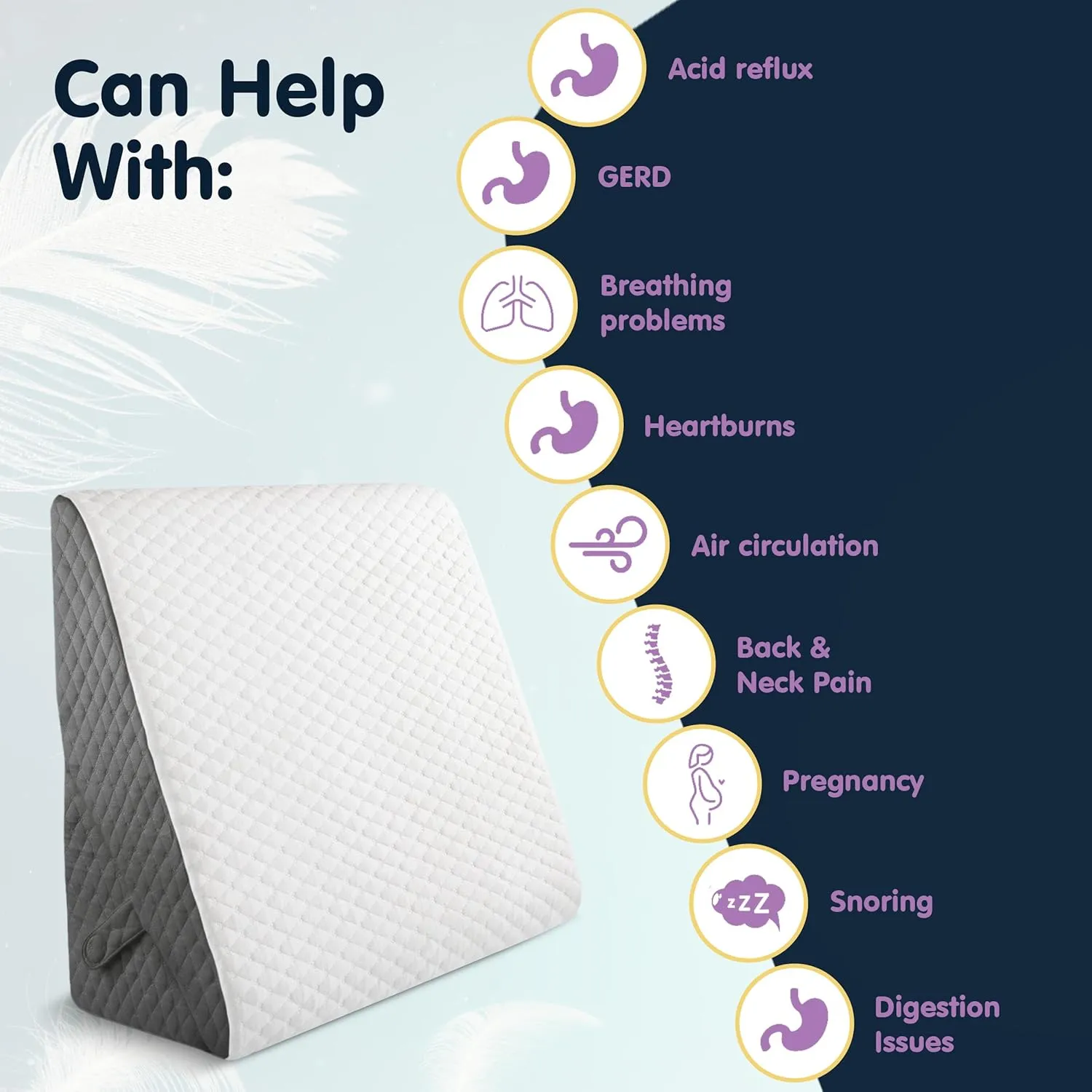 Adjustable Bed Wedge Pillow for Sleeping - Wedge Pillow for Sleep Apnea, Gerd, Acid Reflux Relief, Post Surgery - Foam Wedge Pillow for Back Pain Relief, Sleep Apnea Pillow Wedge or for Seniors