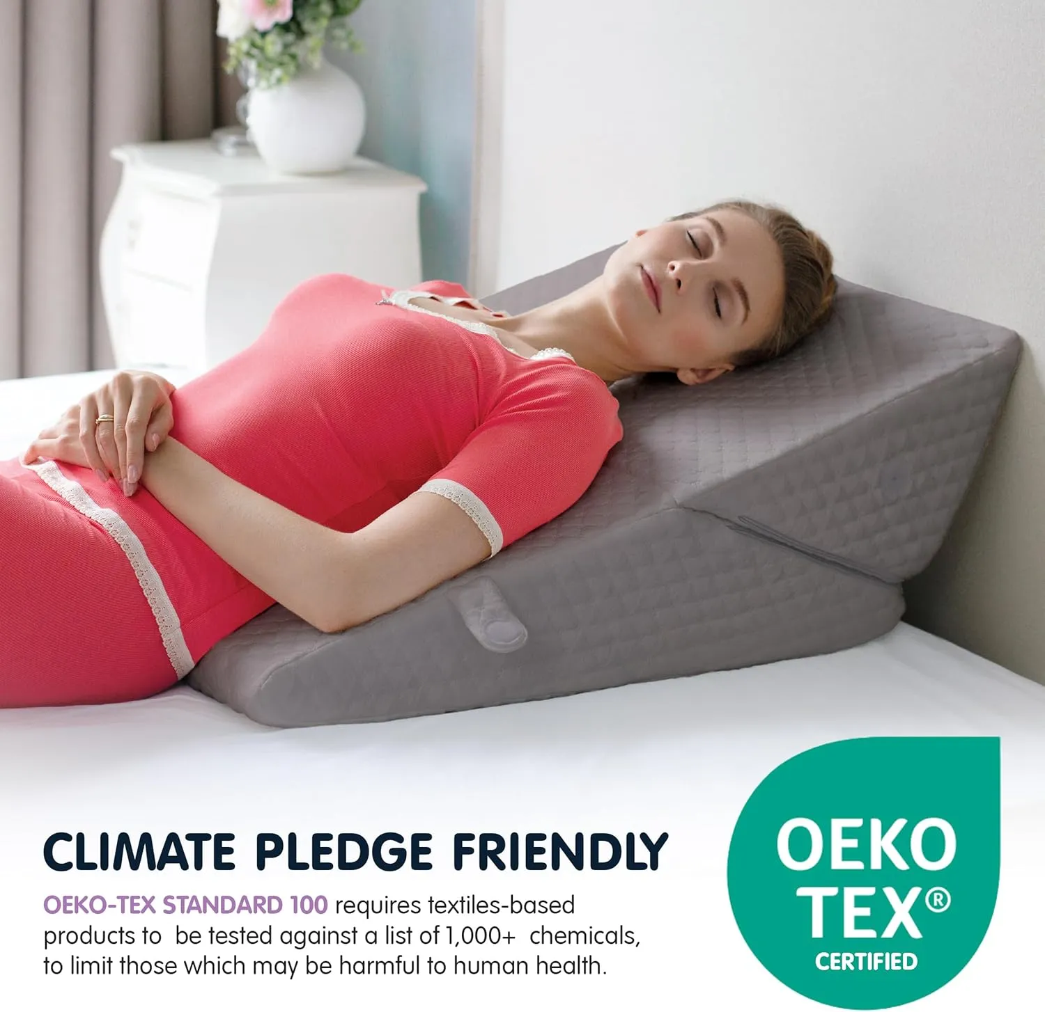 Adjustable Bed Wedge Pillow for Sleeping - Wedge Pillow for Sleep Apnea, Gerd, Acid Reflux Relief, Post Surgery - Foam Wedge Pillow for Back Pain Relief, Sleep Apnea Pillow Wedge or for Seniors