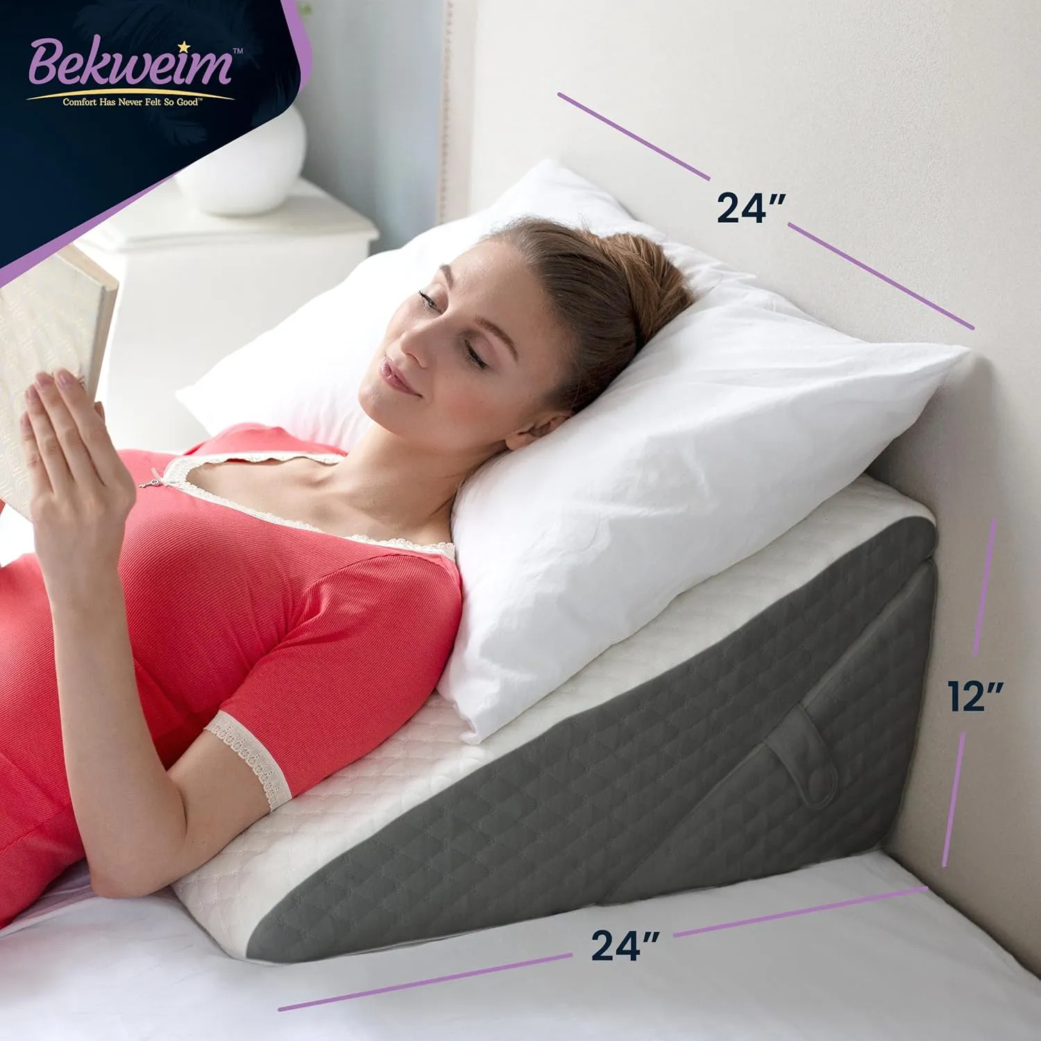 Adjustable Bed Wedge Pillow for Sleeping - Wedge Pillow for Sleep Apnea, Gerd, Acid Reflux Relief, Post Surgery - Foam Wedge Pillow for Back Pain Relief, Sleep Apnea Pillow Wedge or for Seniors