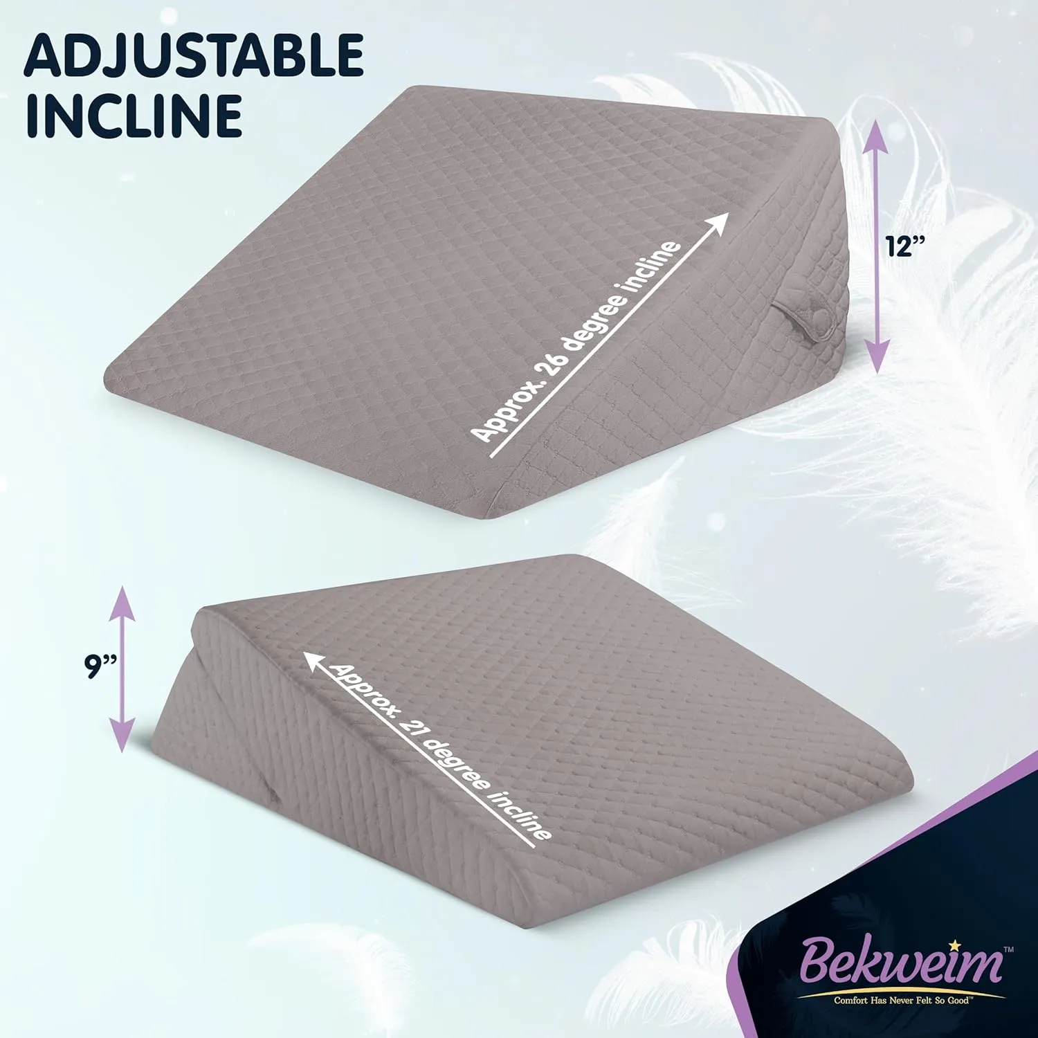 Adjustable Bed Wedge Pillow for Sleeping - Wedge Pillow for Sleep Apnea, Gerd, Acid Reflux Relief, Post Surgery - Foam Wedge Pillow for Back Pain Relief, Sleep Apnea Pillow Wedge or for Seniors