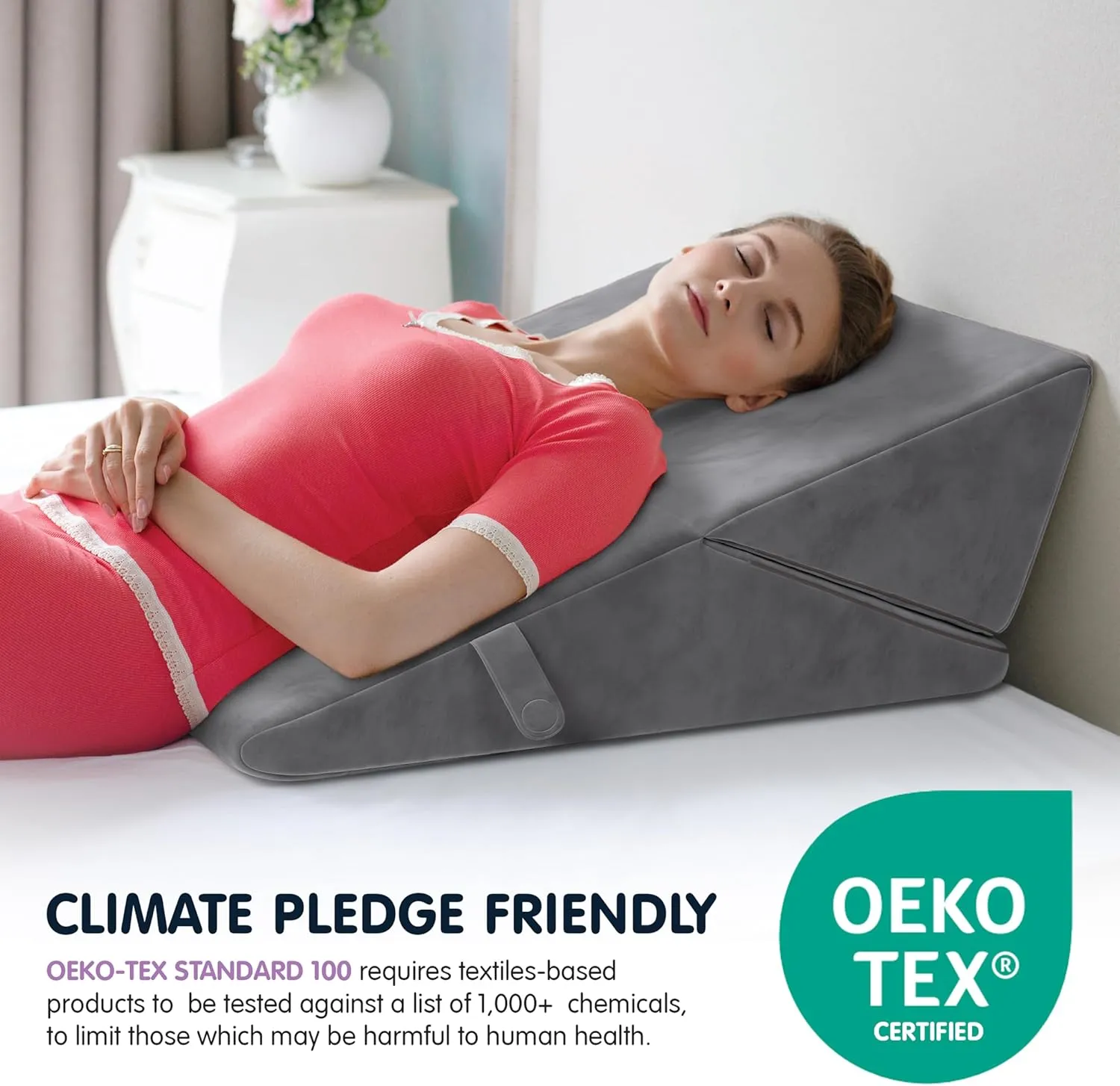 Adjustable Bed Wedge Pillow for Sleeping - Wedge Pillow for Sleep Apnea, Gerd, Acid Reflux Relief, Post Surgery - Foam Wedge Pillow for Back Pain Relief, Sleep Apnea Pillow Wedge or for Seniors