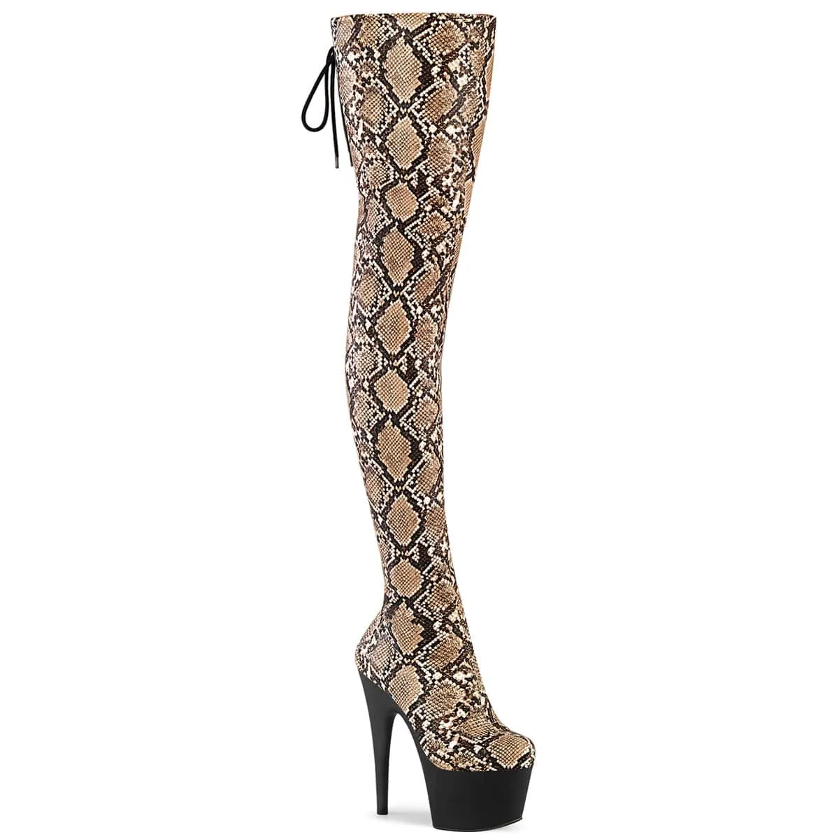 ADORE-3008SP-Boot Tan-Brown Snake Print/Black Matte
