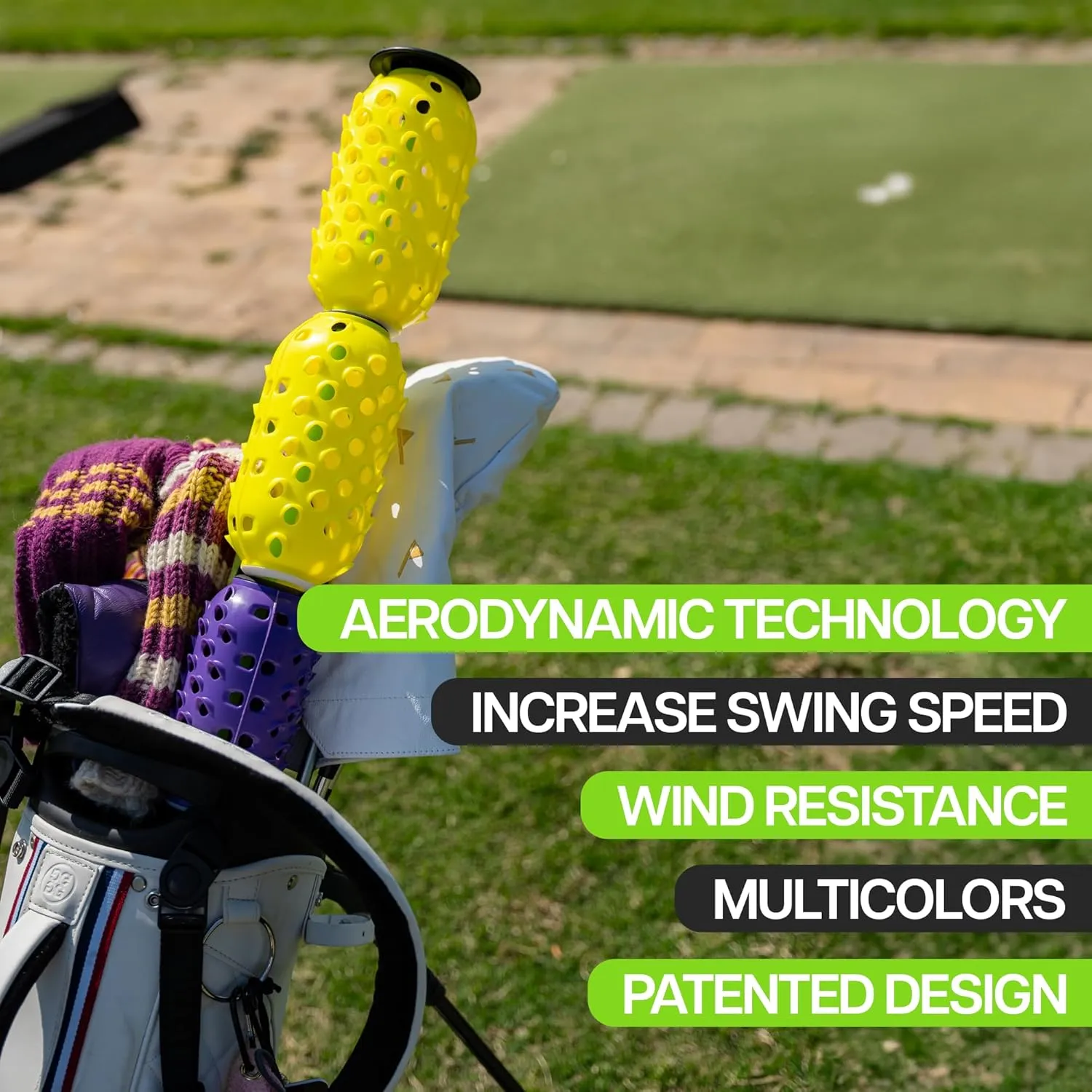 Aero Shaft, Golf Training Aid and Warm Up Tool, Speed Stick for Golf, Golf Swing Trainer, Improves Swing Speed, Wind Resistance, Adjustable Pineapples.