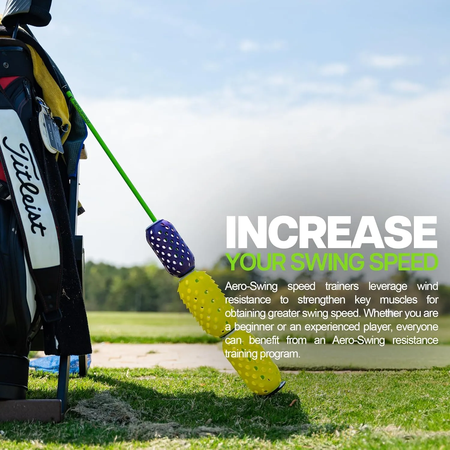 Aero Shaft, Golf Training Aid and Warm Up Tool, Speed Stick for Golf, Golf Swing Trainer, Improves Swing Speed, Wind Resistance, Adjustable Pineapples.