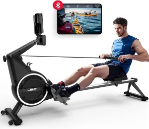 Air Magnetic Rowing Machines for Home BW5 Commercial Rower Machine Max Load 350LB 10-Level Resistance Easy Assembly Bluetooth LED Monitor Adjustable Tablet Stand Fit for Whole Family