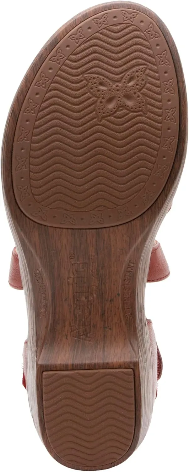 Alegria Womens Savina Leather Wedge - Stylish and Versatile Mary Jane for Endless Support - Enhanced Arch Slip Resistant Platform Ankle Cross Strap Heel for Professionals
