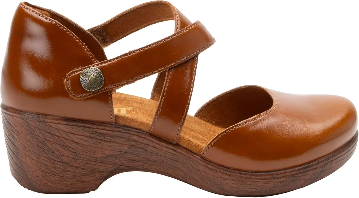 Alegria Womens Savina Leather Wedge - Stylish and Versatile Mary Jane for Endless Support - Enhanced Arch Slip Resistant Platform Ankle Cross Strap Heel for Professionals