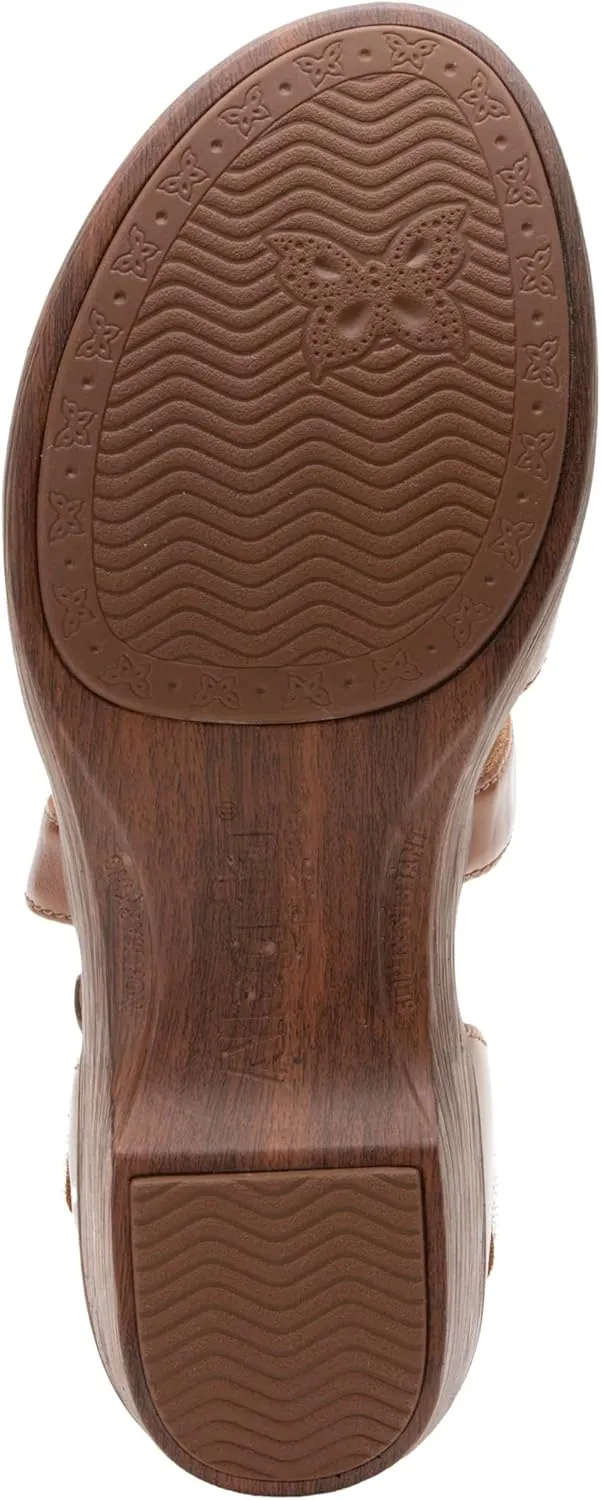 Alegria Womens Savina Leather Wedge - Stylish and Versatile Mary Jane for Endless Support - Enhanced Arch Slip Resistant Platform Ankle Cross Strap Heel for Professionals