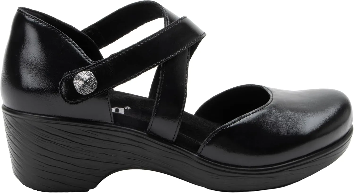 Alegria Womens Savina Leather Wedge - Stylish and Versatile Mary Jane for Endless Support - Enhanced Arch Slip Resistant Platform Ankle Cross Strap Heel for Professionals
