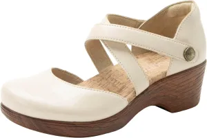 Alegria Womens Savina Leather Wedge - Stylish and Versatile Mary Jane for Endless Support - Enhanced Arch Slip Resistant Platform Ankle Cross Strap Heel for Professionals