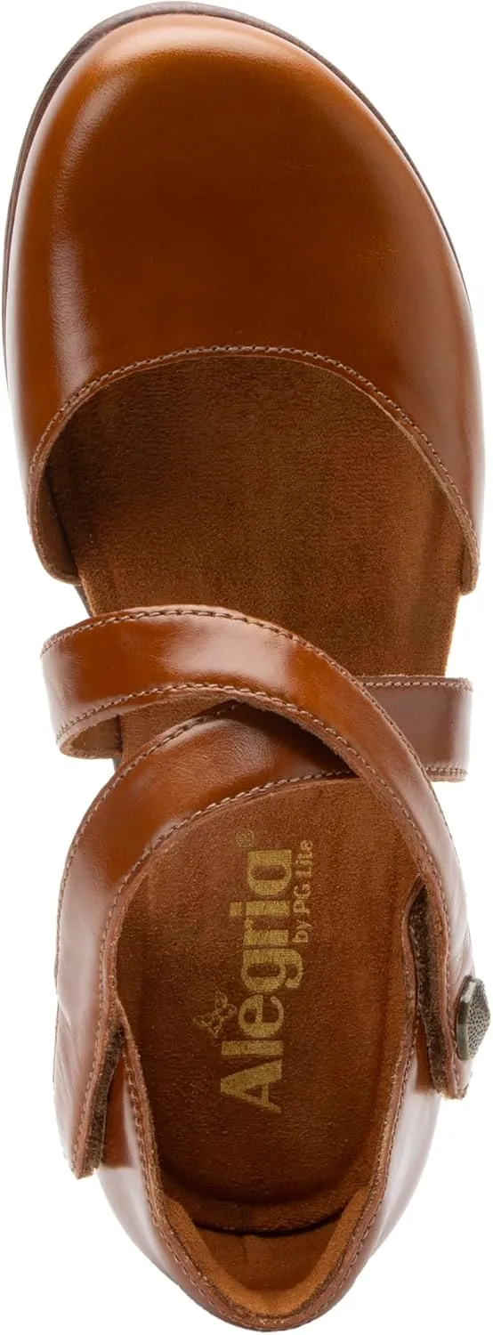 Alegria Womens Savina Leather Wedge - Stylish and Versatile Mary Jane for Endless Support - Enhanced Arch Slip Resistant Platform Ankle Cross Strap Heel for Professionals