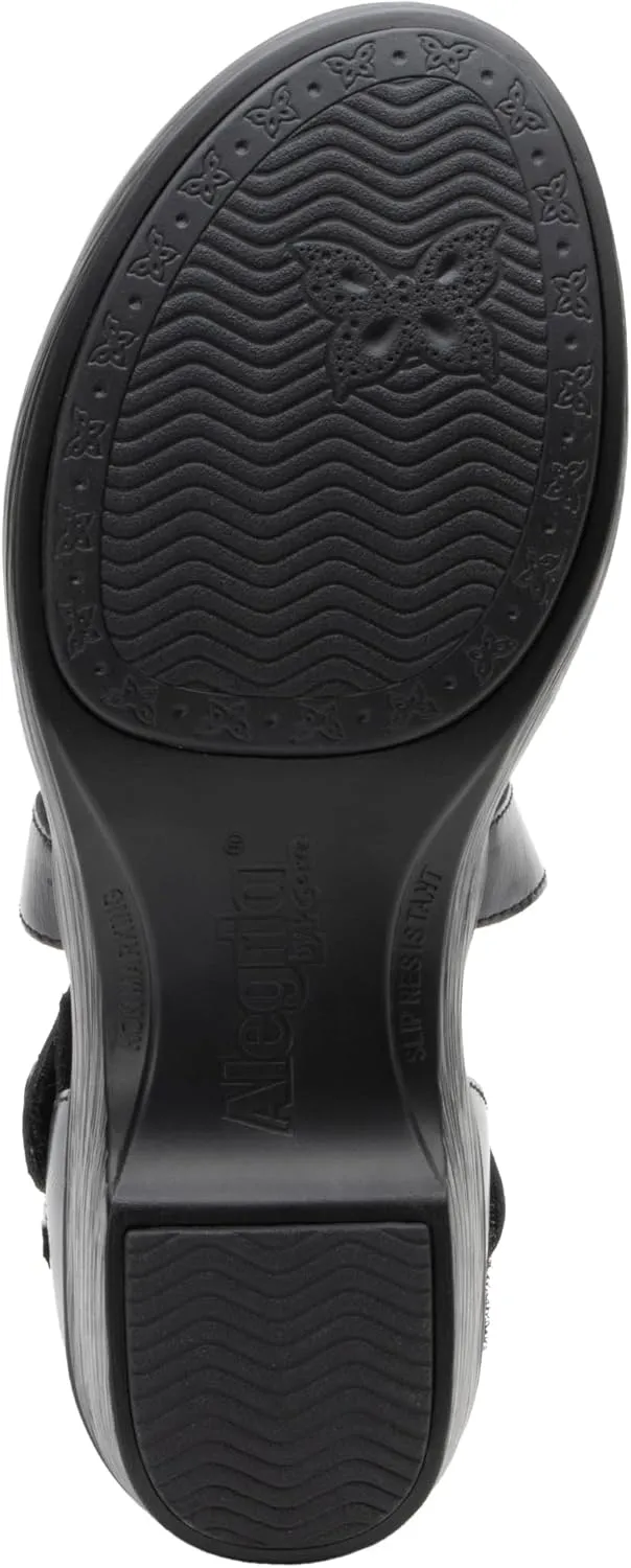 Alegria Womens Savina Leather Wedge - Stylish and Versatile Mary Jane for Endless Support - Enhanced Arch Slip Resistant Platform Ankle Cross Strap Heel for Professionals