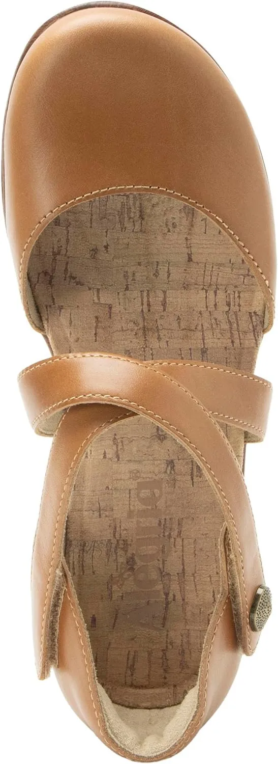 Alegria Womens Savina Leather Wedge - Stylish and Versatile Mary Jane for Endless Support - Enhanced Arch Slip Resistant Platform Ankle Cross Strap Heel for Professionals