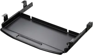 All Steel Sliding Under Desk Keyboard Tray with 360° Rotating Mouse Platform, Sturdy and Easy to Slide, Built-in Pen Holder, Pull-Out Keyboard Tray for Desk,