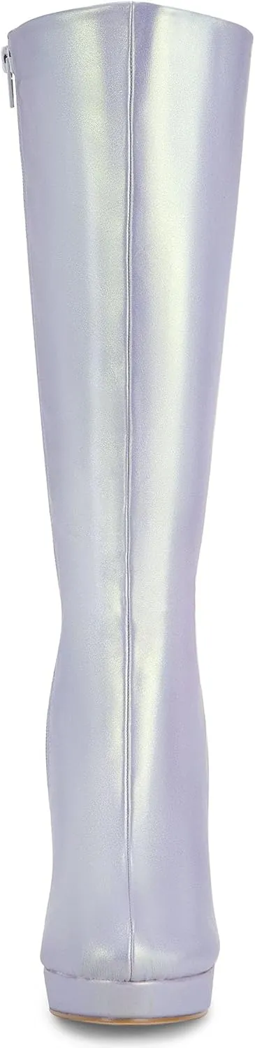 Allegra K Women's Chunky Heel Round Toe Platform Knee High Boots