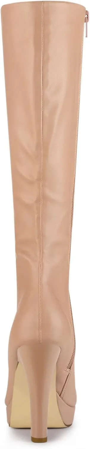 Allegra K Women's Chunky Heel Round Toe Platform Knee High Boots