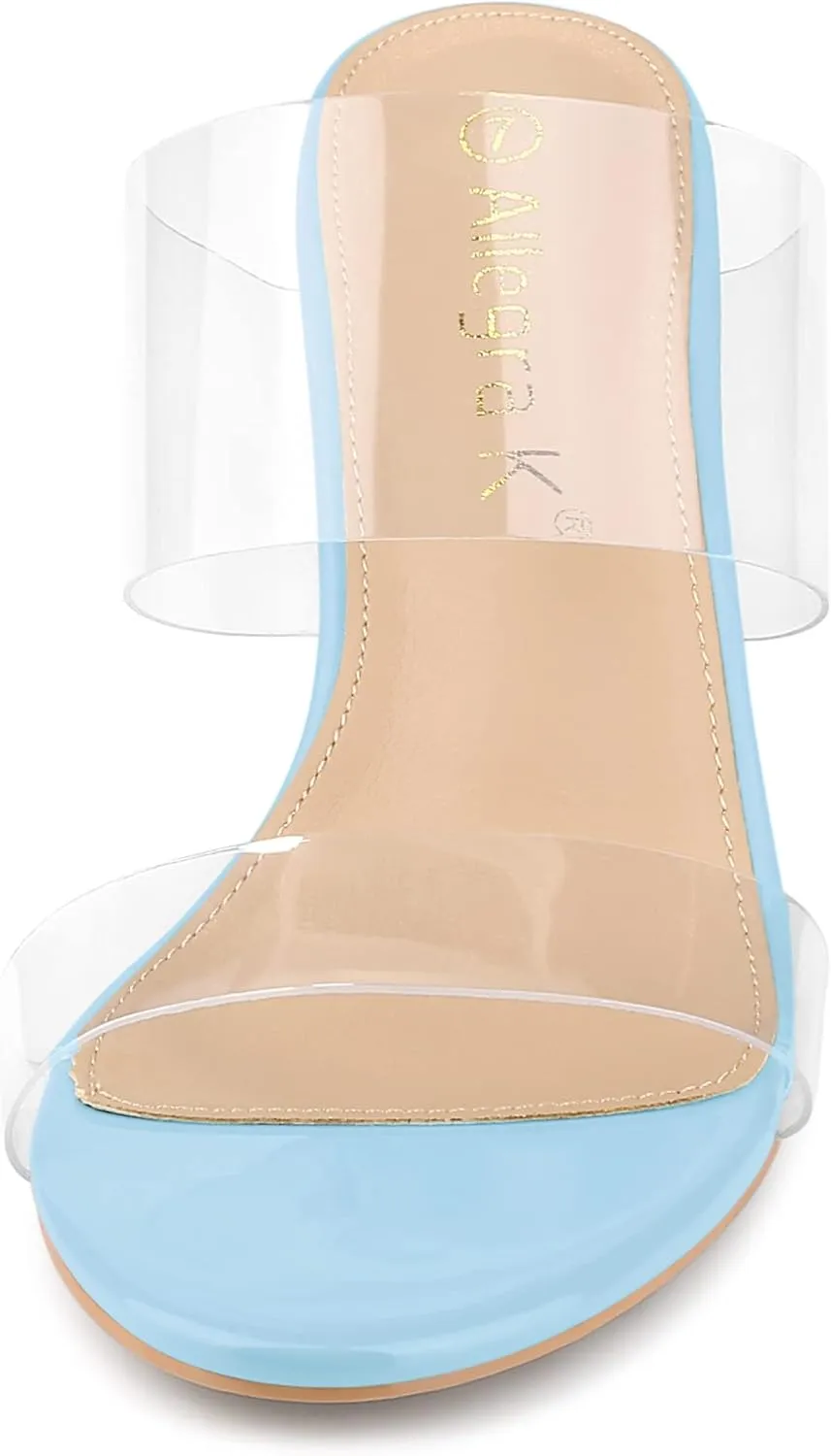Allegra K Women's Clear Slide Stiletto Heel Clear Sandals