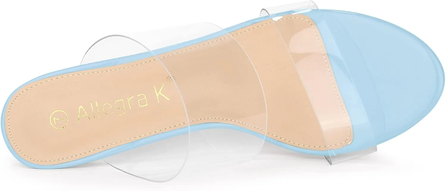 Allegra K Women's Clear Slide Stiletto Heel Clear Sandals