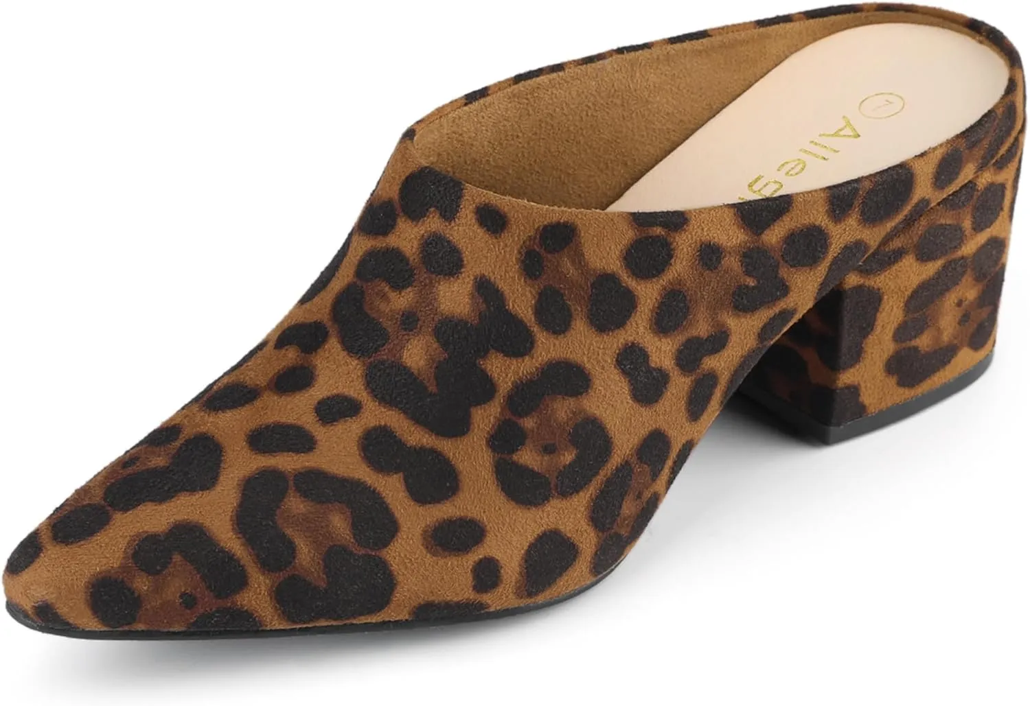 Allegra K Women's Pointed Toe Slip on Block Heel Slide Mules