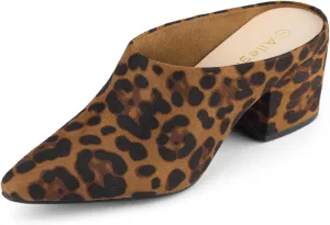 Allegra K Women's Pointed Toe Slip on Block Heel Slide Mules
