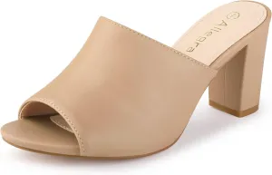 Allegra K Women's Slip on Block Heel Slide Sandals