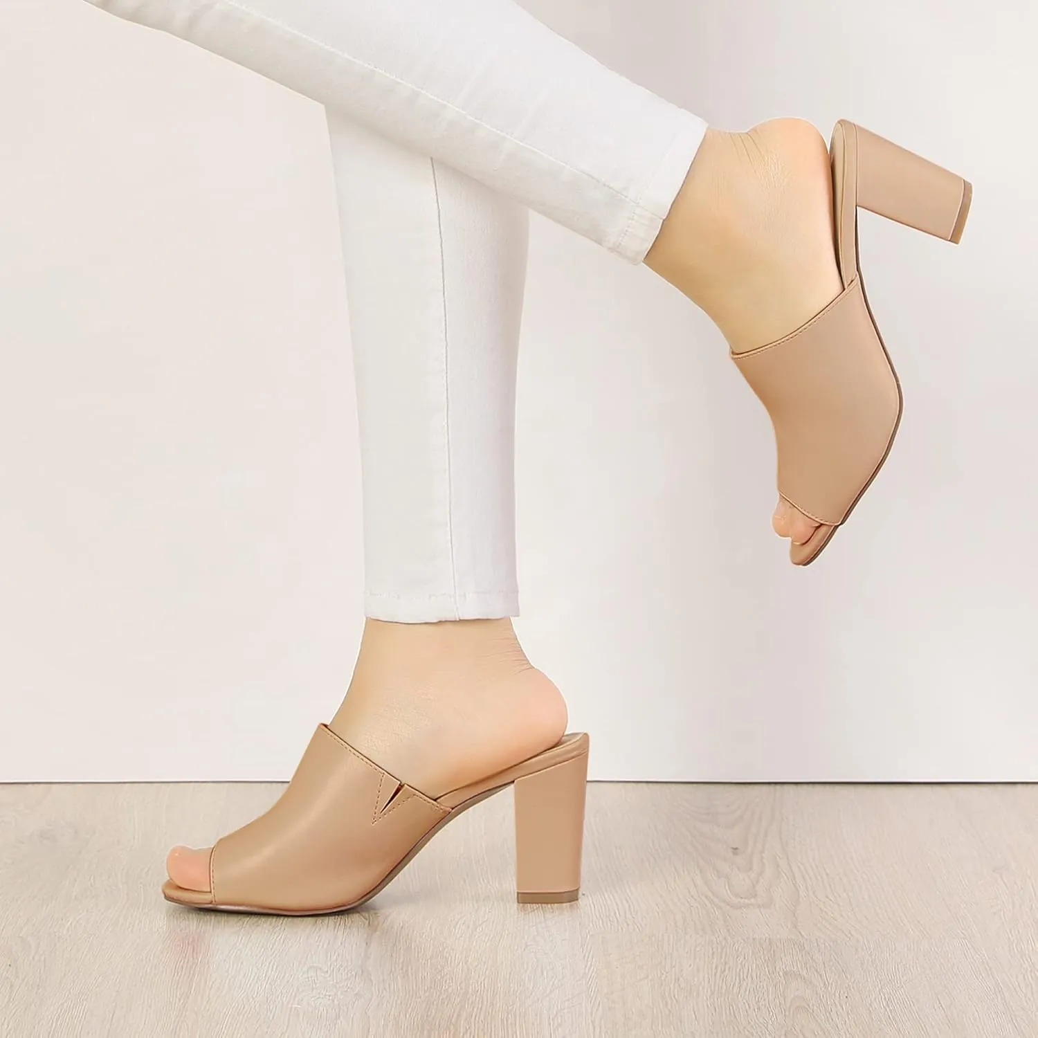 Allegra K Women's Slip on Block Heel Slide Sandals