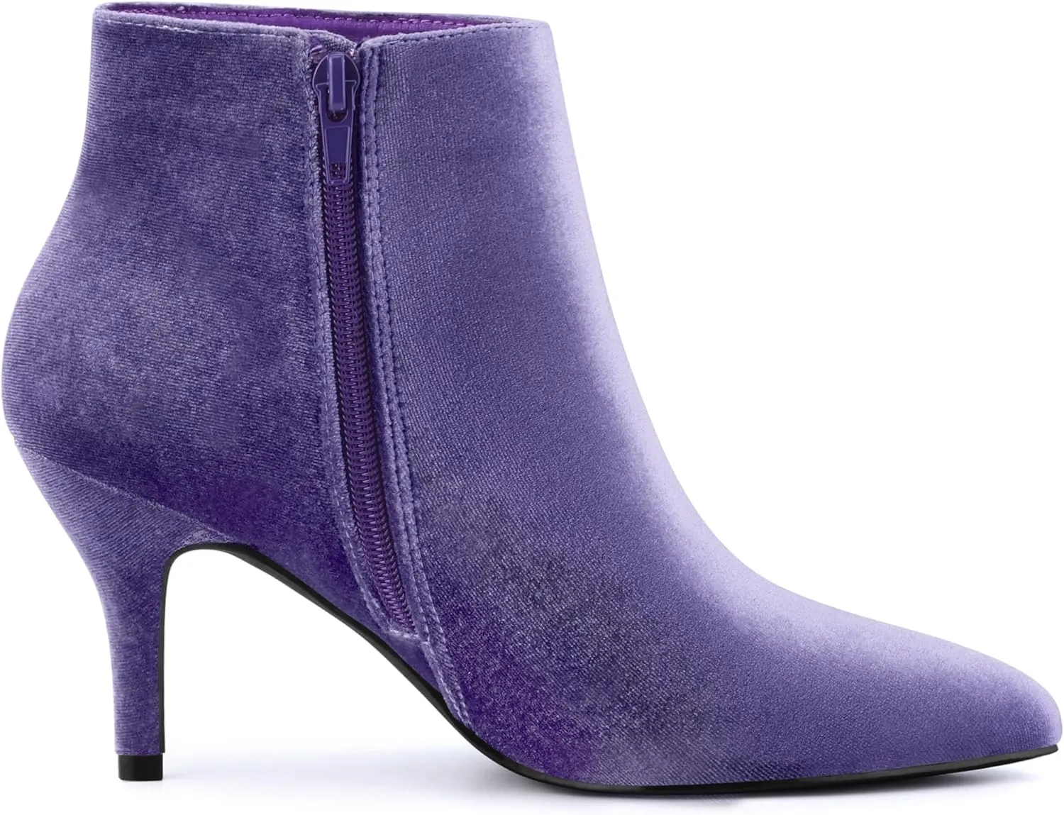 Allegra K Women's Velvet Pointy Toe Stiletto Heels Ankle Boots