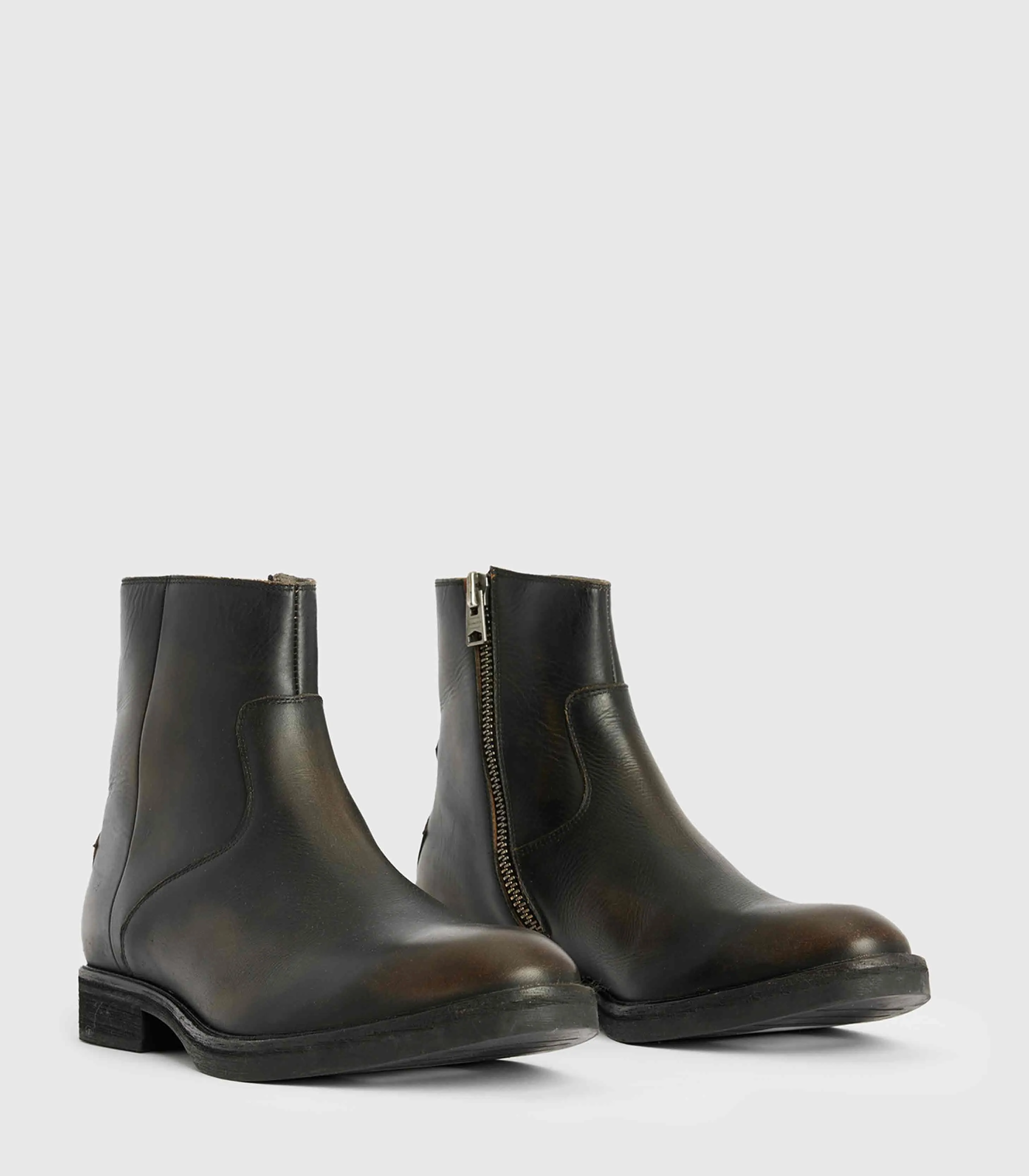 Allsaints- Lang Leather Zip Up Boots