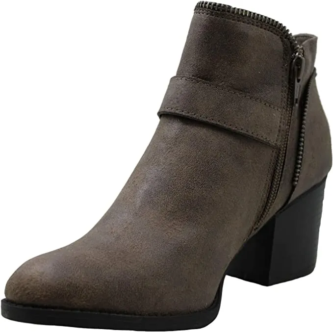 AMERICAN RAG Womens Brown Zipper Trim Buckle Accent Comfort Milly Round Toe Block Heel Zip-Up Booties 8.5 M