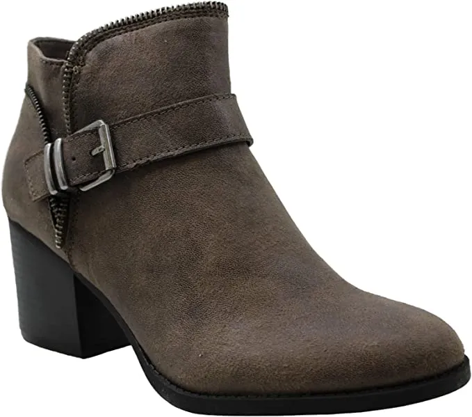 AMERICAN RAG Womens Brown Zipper Trim Buckle Accent Comfort Milly Round Toe Block Heel Zip-Up Booties 8.5 M